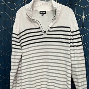 Carbon Men's striped Quarter (1/4) Zip pullover (Size Large)